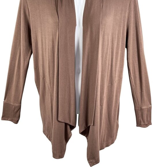 Athleta Womens M Open Front Long Cardigan Waterfall Soft Pockets Thumbholes Cozy - Picture 9 of 16
